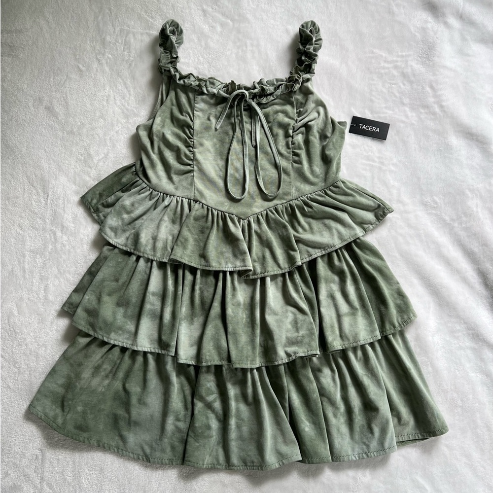 Tacera Tie-dye Layered Ruffle Dress